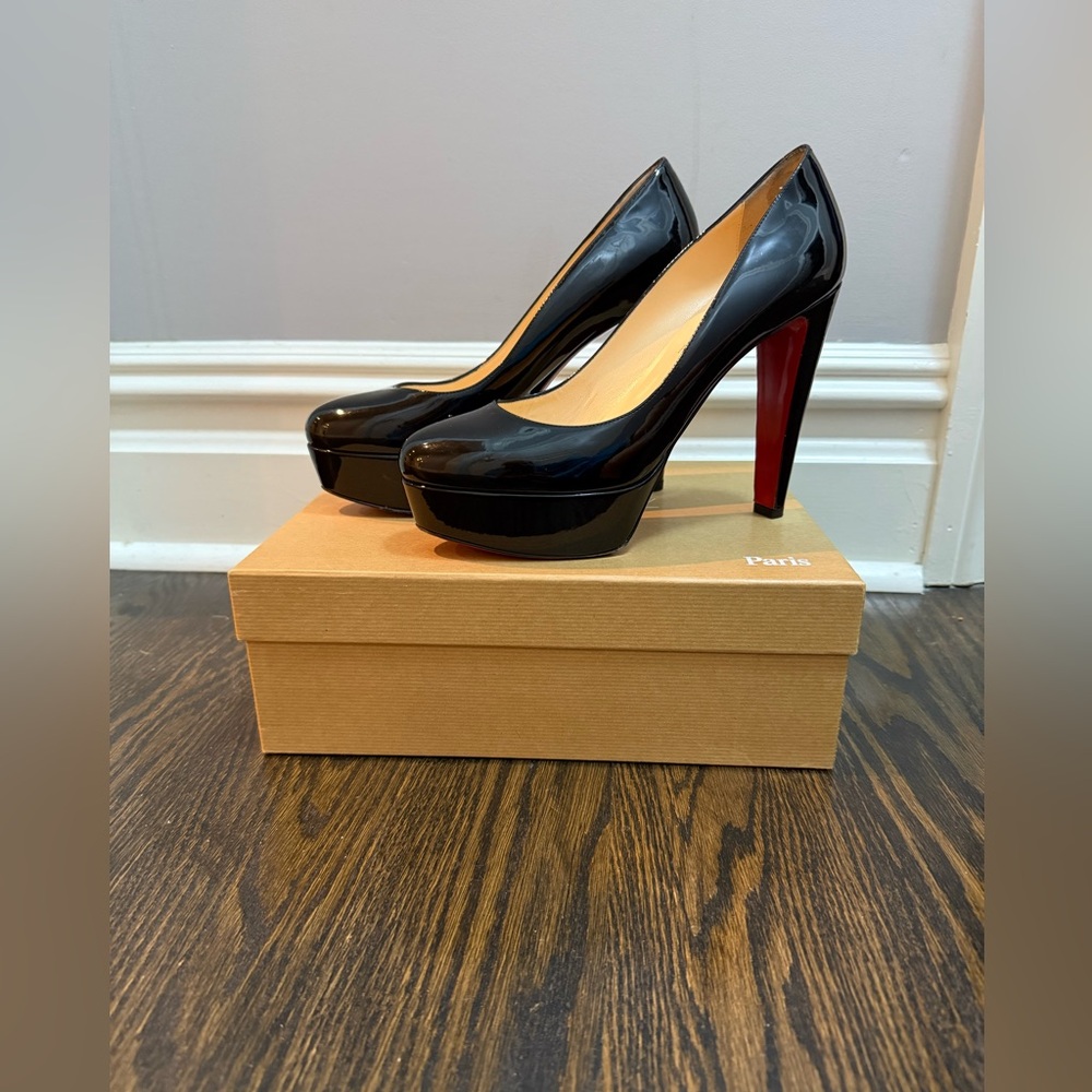 Christian Louboutin Black Patent Leather Heels with Platform